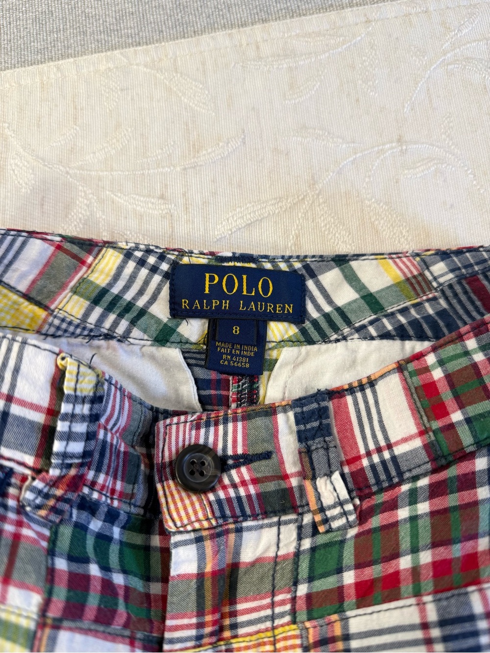 Polo Ralph Lauren Multicolor Patchwork Plaid Boys Long Shorts Size 8 - Picture 2 of 8